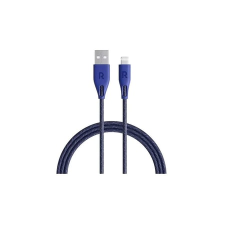 سلك شحن نايلون راف باور من USB-A إلى لايتنينق 3 متر - ازرق