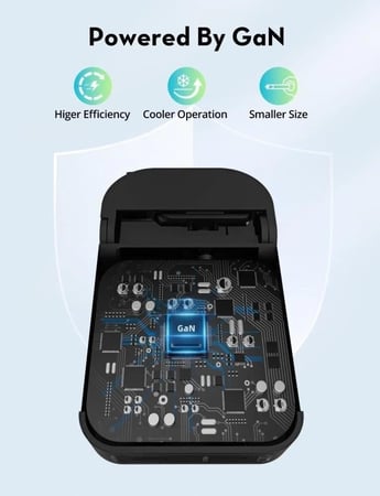 شاحن جداري نحيف راف باور بقوة 65 واط بمنفذين تايب سي - اسود