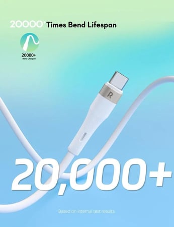 سلك راف باور سيلكون تايب سي الى تايب سي بقوة 60 واط بطول 1.2متر - ابيض