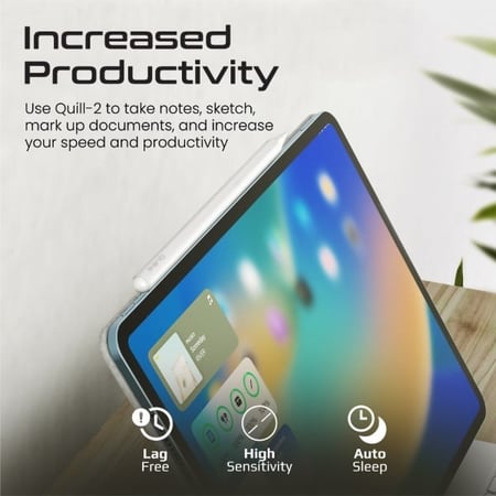 مجموعة أدوات القلم اللاسلكي عالية الدقة! اكتب وارسم بدقة وسلاسة على جهاز ايباد الخاص بك، وقت عمل يدوم حتى 11 ساعة مع ميزات رأس القلم القابل للاستبدال والتعرف على الإمالة والسكون التلقائي، إضافة إلى مجموعة الملحقات المرفقة من Promate Quill-2