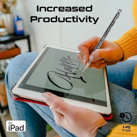 أحدث و أفضل قلم آيباد مع شحن لاسلكي مغناطيسي، عمر بطارية 8 ساعات، رأس قابل للاستبدال مع رأسين احتياط،  يدعم ميزة راحة اليد والتعرف على الإمالة لجهاز   - بروميت TransPen