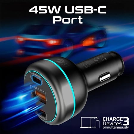 أول محول سيارة فائق السرعة  بقدرة 230 واط، يوفر منفذ USB-C 3.1 بقدرة 140واط ومنافذ توصيل طاقة مزدوجة من النوع C وUSB-A بقدرة 45واط مع التحكم في درجة الحرارة وحماية الشحن الزائد لضمان شحن موثوق وفعال  من Promate PowerDrive-230