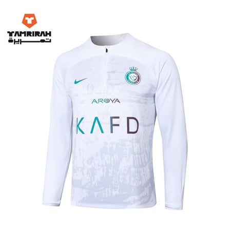 طقم تدريب النصر 2024 أبيض وأسود للرجال