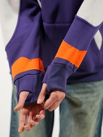 هودي مميز بألوان متعددة مع قصة الاصبع - بنفسجي