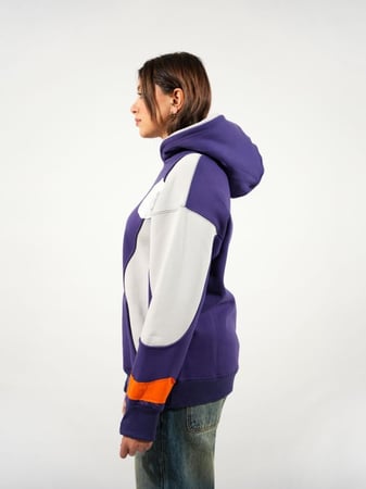 هودي مميز بألوان متعددة مع قصة الاصبع - بنفسجي
