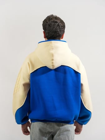 هودي شتوي سميك بلونين ودبل كاب  - أزرق