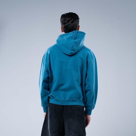 هودي بكاب بتصميم جيب فريد أوفرسايز-أزرق بترولي