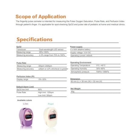 جهاز قياس نسبة الاكسجين اطفال PC-60D2