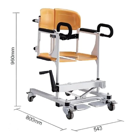 كرسي حمام لكبار السن ينفتح من الخلف مع رافعة - عادي