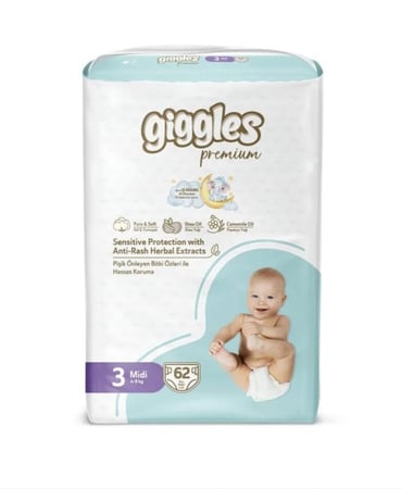 حفائض اطفال جيجلز بريميوم ميجا Giggles Premium Mega