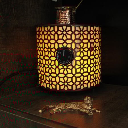 رمالة قهوة ماكينة رمل كهربائية تركية رمالة موديل التقليدي بالنحاس بلون ذهبي مع تسخين بالرمل بتقنية الليزر - دائري متوسط الحجم مع ركوة  ورمل خاص حافظ للحرارة مجانا