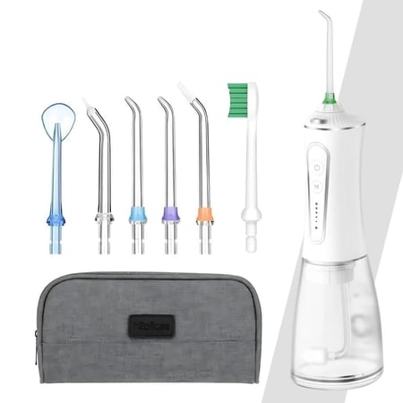 جهاز خيط الأسنان المائي لتنظيف الأسنان واللثة – 6 رؤوس و5 مستويات ضغط