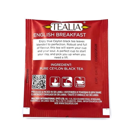 علبة شاي تيليا الإفطار الإنجليزي (2 جرام × 100 ظرف) - Tealia English Breakfast Units (2g x 100 Envelopes)