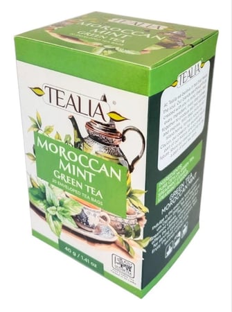 علبة شاي تيليا بالنعناع المغربي (2 جرام × 20 ظرف) - Tealia Moroccan Mint Units (2g x 20 Envelopes)