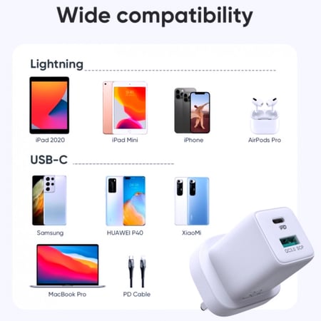 سكيني - Skinny شاحن منزلي بكفائة وتوافق PD - QC3  تايب سي يو أس بي 30W