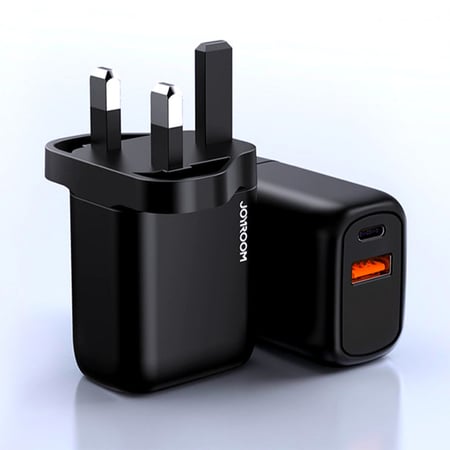 شاحن منزلي ذكي بكفائة وتوافق عالي ومنفذين تايب-سي يو أس بي 20-W من