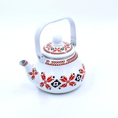 إبريق شاي إستيل بنقش وحجم وسط 1 2لتر للرحلات والنزهات