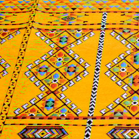 فرشة أرضية جلسة بقماش سوري أصفر منقوش 2  1 5 متر مع بطانة أرضية ل