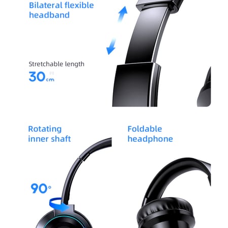 سماعة رأس إستيريو لاسلكية بلون أسود من جويروم JOYROO موديل JR-H16