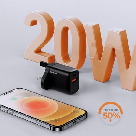 شاحن منزلي ذكي بكفائة وتوافق عالي ومنفذين تايب-سي يو أس بي 20-W من