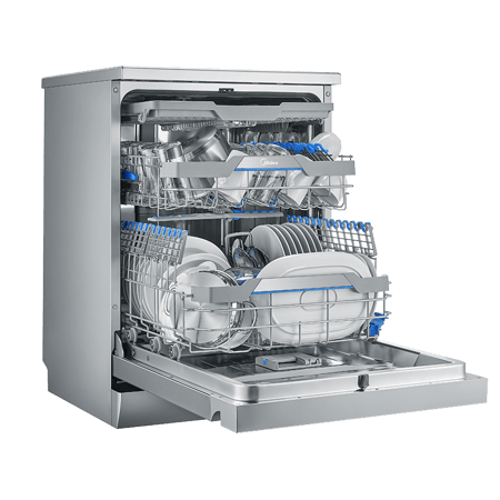 غسالة صحون ميديا فتح تلقائي 9 برامج 15 مكان 3 ارفف اللون فضي