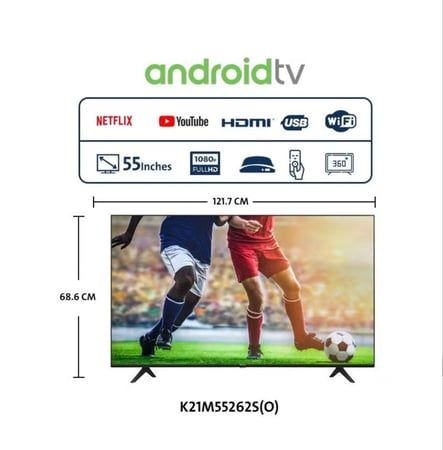 شاشة تلفزيون كي ام سي 65 بوصة سمارت فوركيه اندرويد 14