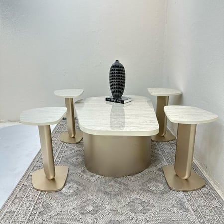 طقم طاولات ايسكريم 5قطع مكس سطح بديل رخام