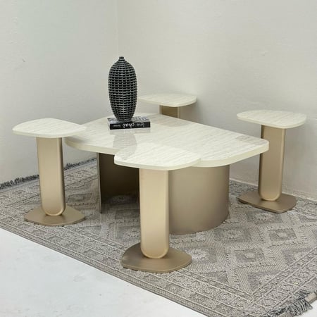 طقم طاولات ايسكريم 5قطع مكس سطح بديل رخام