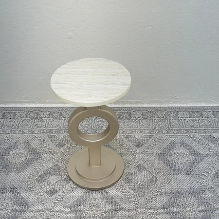 طاولة خدمة سطح بديل الرخام ملمس ناعم قاعده خشب حلقات مكس