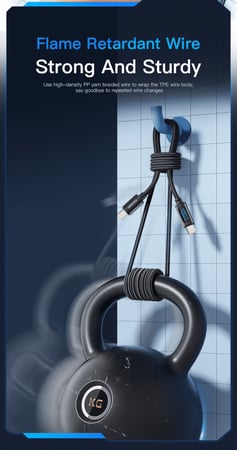 كابل شحن أصلى من esessager  من النوع C إلى النوع C مع شاشة ومع شحن سريع، مع ميزة PD 100 واط للشحن السريع  و ونقل البيانات