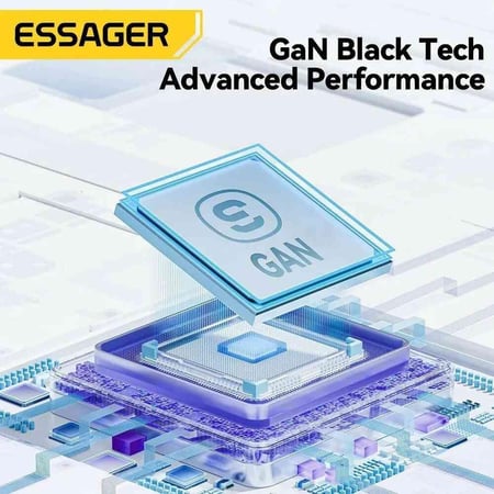 شاحن جدارى أصلى من  esessager  33W من النوع USB A+C مع شحن سريع، مع ميزة QC 33واط للشحن السريع