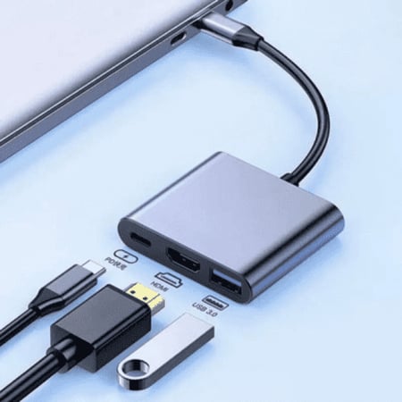 محول 3 فى 1 من TYPE C الى ( USB + HDMI + TYPE C )