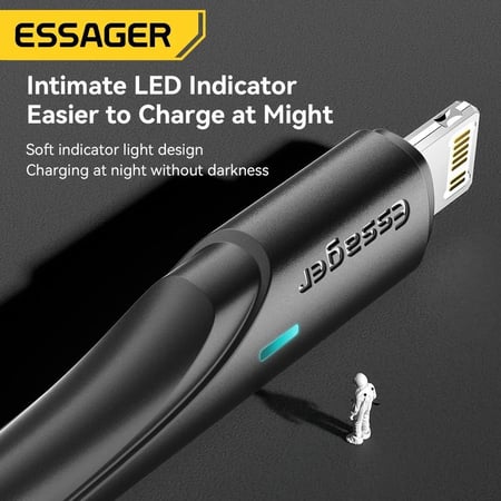 كابل شحن أصلى من 3 فى 1 esessager من النوع C إلى النوع C+Lightning+Micro مع شحن سريع، 3A للشحن السريع و ونقل البيانات