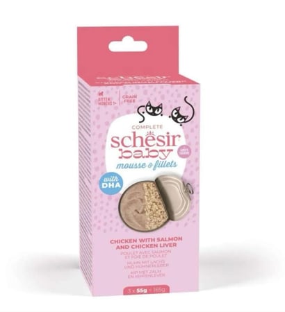 شيزر بيبي طعام رطب للقطط الصغيرة بالدجاج مع سالمون وكبد الدجاج