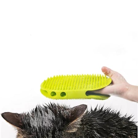 قفاز غسيل للقطط والكلاب 2 في 1 لون أخضر