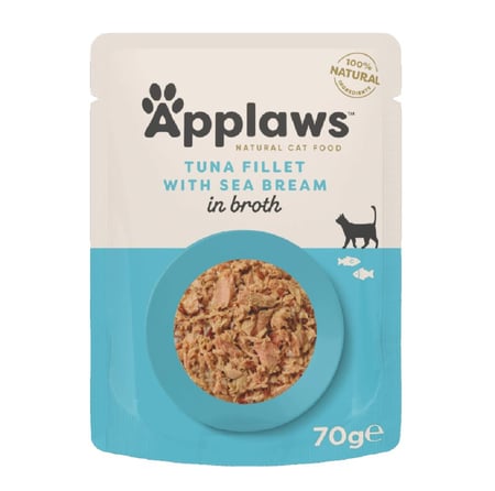 أبلاوز ظرف تونا وسمك الدينيس مع الأرز للقطط 70جرام