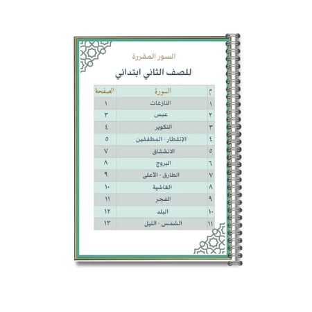 مصحف مدرسي ثاني ابتدائي - تعليم عام A4 مغلف حراري