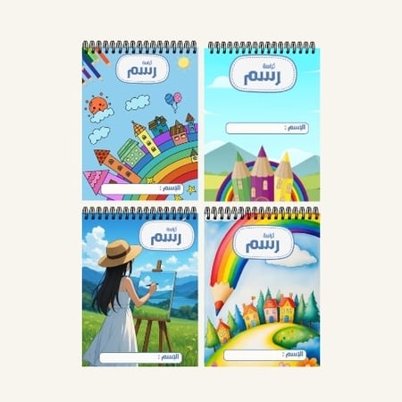 كراسة رسم A4 مخصصة بالاسم - تصاميم 41-44