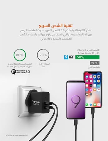 شاحن جداري A25 بمنفذين USB