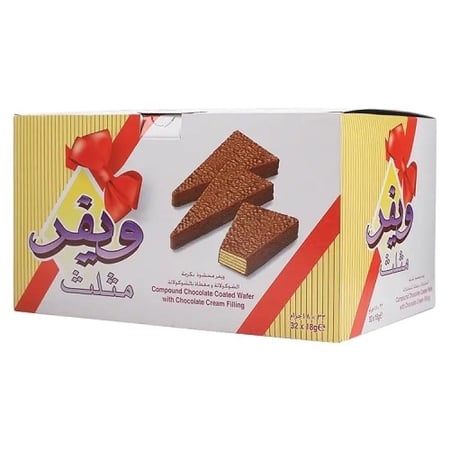 رنا  ويفر مثلث بالشوكلاتة كرتون 32 حبة× 18 جرام