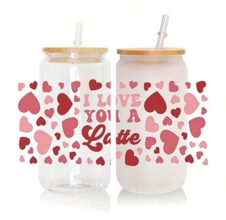 كوب زجاجي قلوب  1