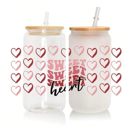 كوب زجاجي قلوب 3