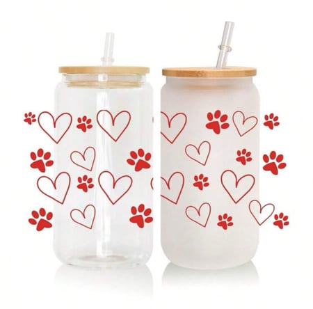 كوب زجاجي قلوب 8