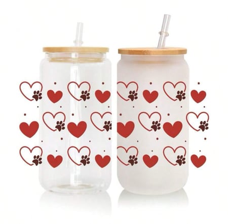 كوب زجاجي قلوب 5