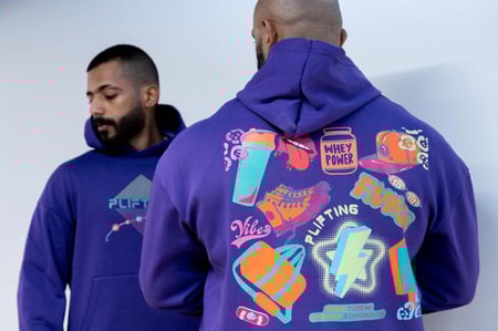 هودي بقصة واسعة وبقبعة لون بنفسجي للجنسين