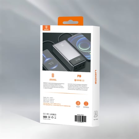 شاحن متنقل باور بانك 30000 مللي أمبير مع شاحن ايفون وتايب سي مدمج