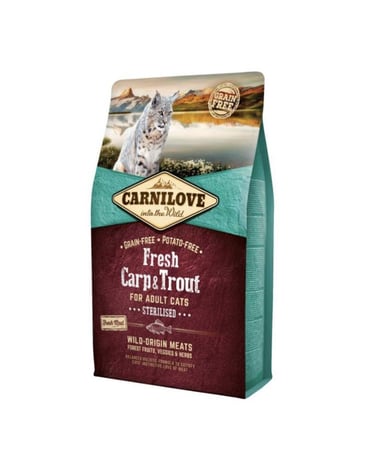 كارلينوف طعام جاف للقطط المعقمه بالسالمون وسمك الشبوط