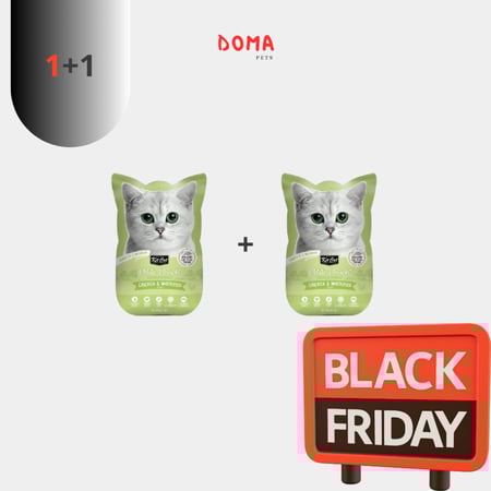 كت كات بتيت باوتش غذاء كامل دجاج وصغار السمك 1+1