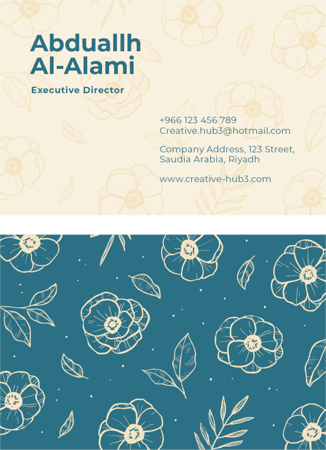 بطاقة عمل مرسومة بشكل زهور واقعية