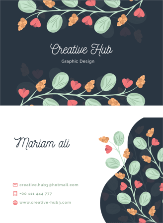 بطاقة عمل أنيقة مزينة بالزهور